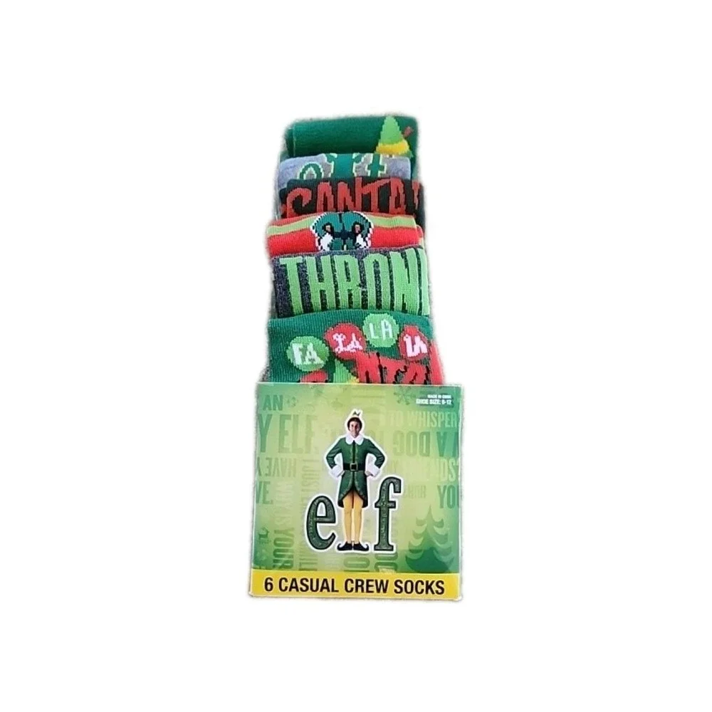 6pk‎ Elf Casual Crew Socks Mens 8-12
